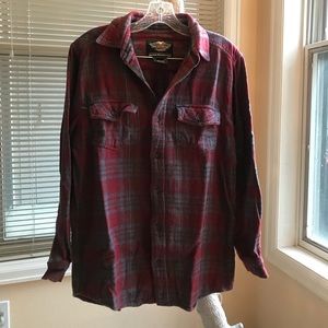 Harley Davidson Mens Long Sleeve Flannel - red S